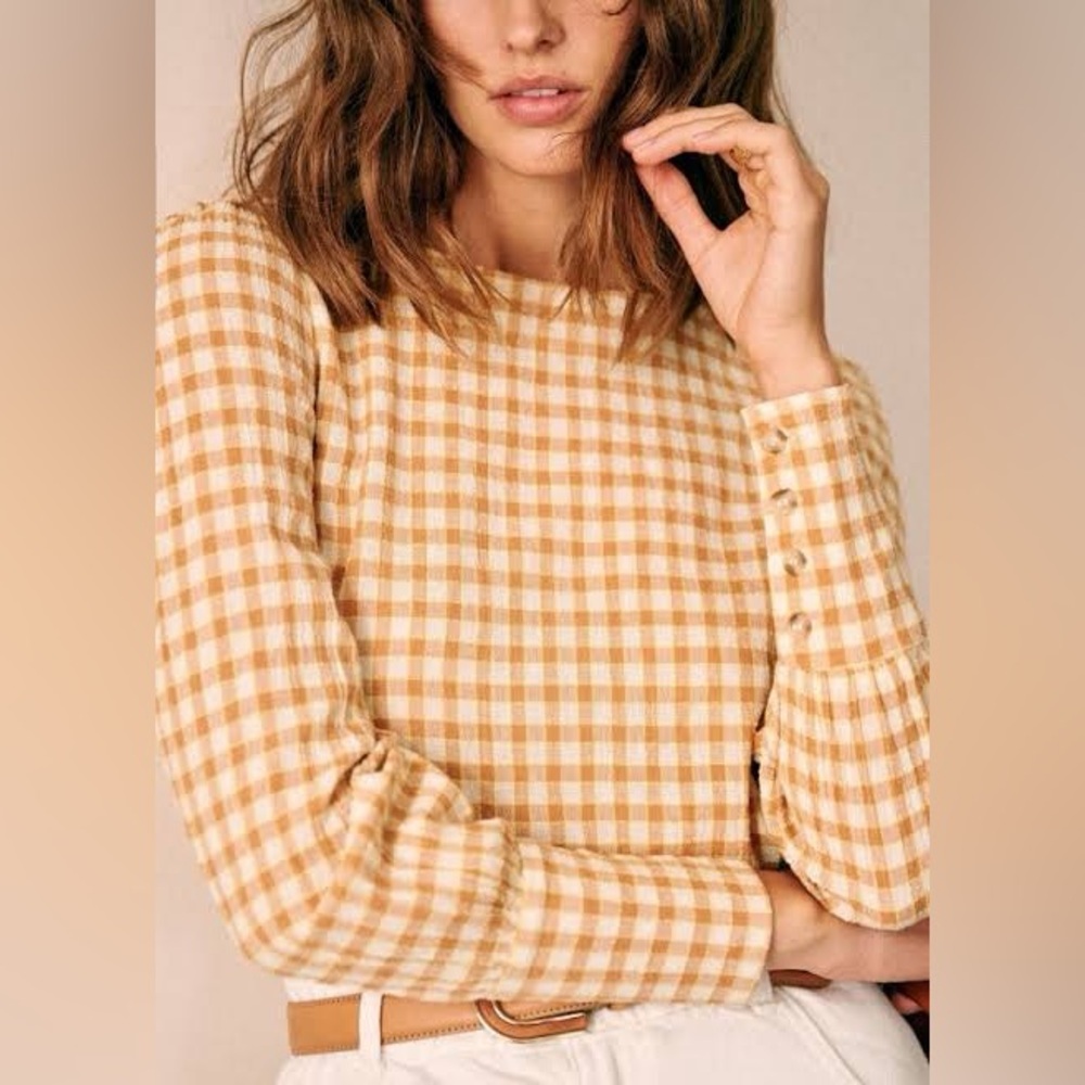 Sezane Yellow Gingham Blouse - Picture 2 of 8